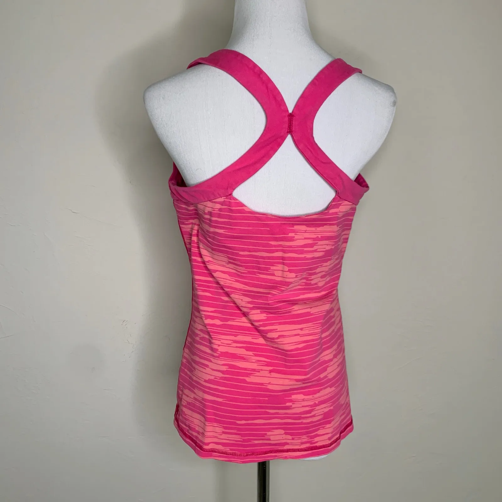 North Face Workout Top Built In Bra Sz Large Pink Orange - Image 2