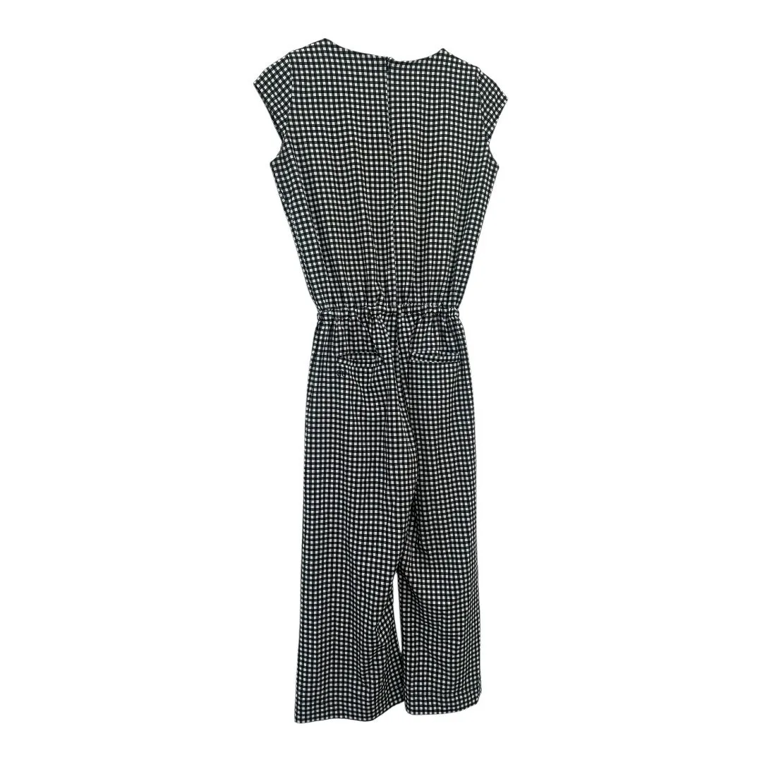 Albion Fit Black White Gingham Crop Jumpsuit Sleeveless Tie Waist Size XS - Image 6