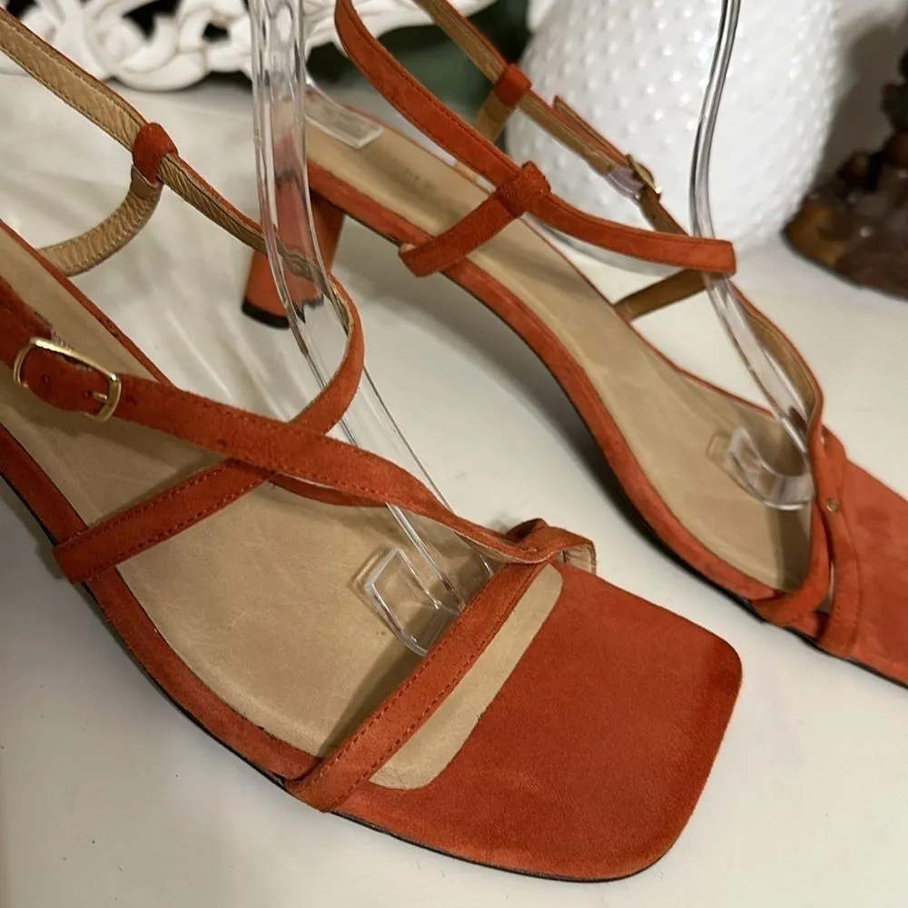 Frame Le Braxton Leather Heel Burnt Orange US 10 Strappy Sandal Fall - Image 6
