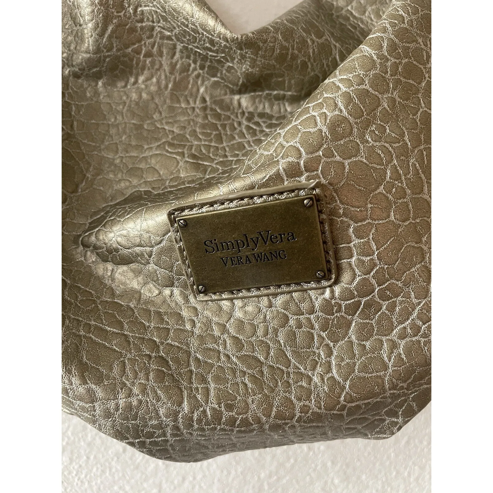 Simply Vera Vera Wang Hobo Slouch Shoulder‎ Purse In Gold - Image 2