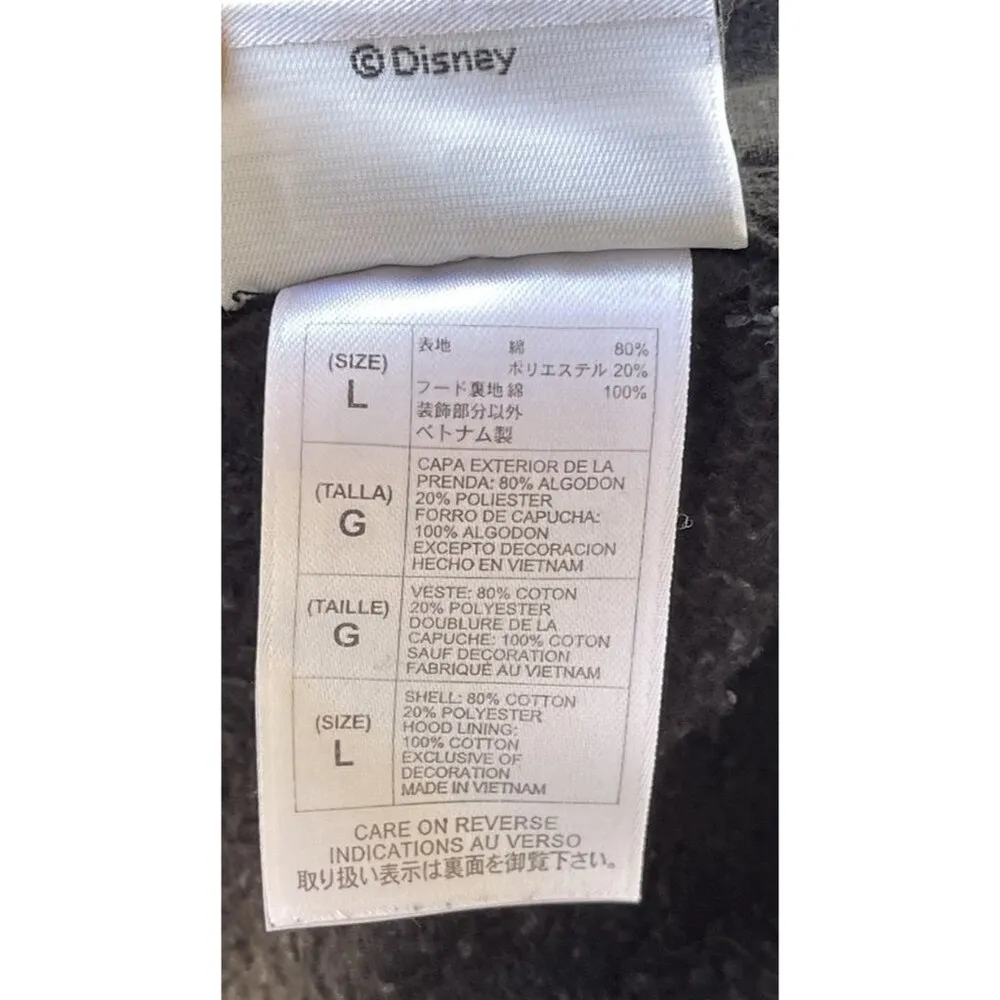 Disney Parks Mickey Mouse Hoodie Rose Tattoo Women’s Sz L Black Zip Up Jacket - Image 13