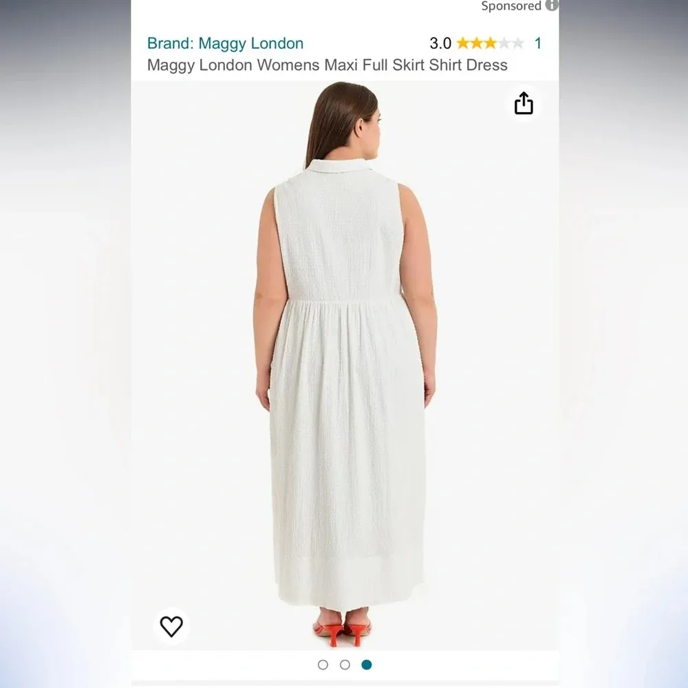 Maggy London Women's white Plus Size Maxi Full Skirt Shirt Dress size 16W NWT - Image 3