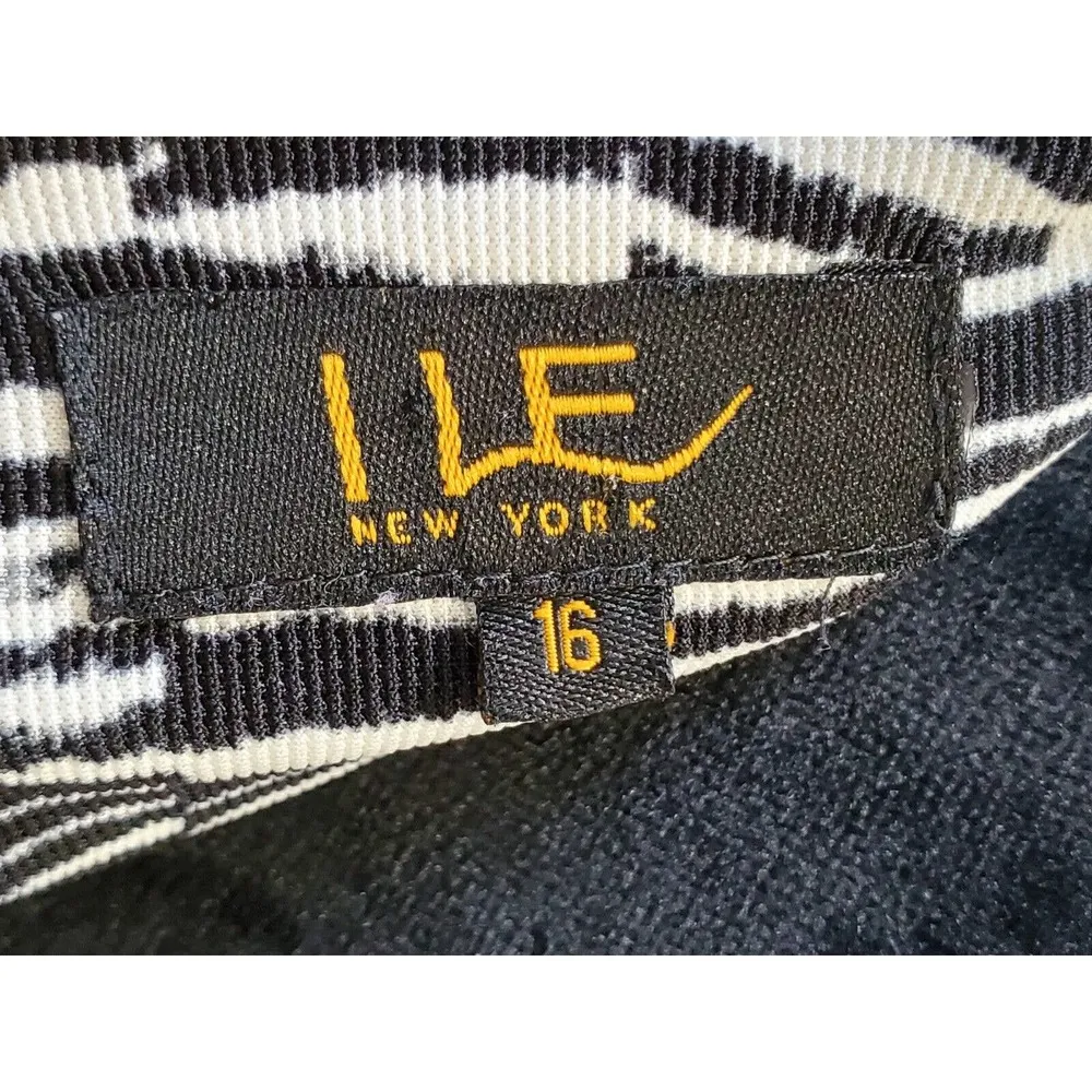 ILE New York Women's White & Black Polyester Short Sleeve Knee Length Dress 16 - Image 9