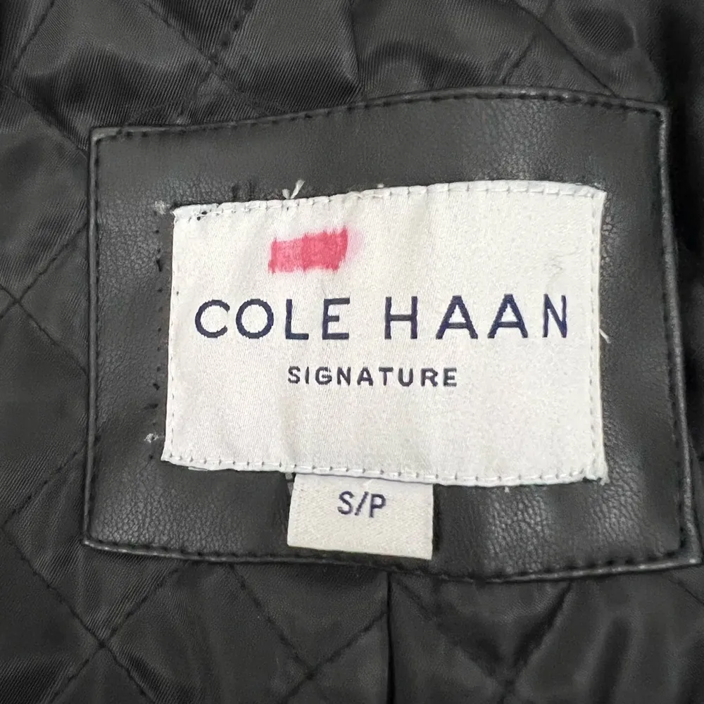 Cole Haan Wing Collar Faux Leather Coat - Size S - Image 11