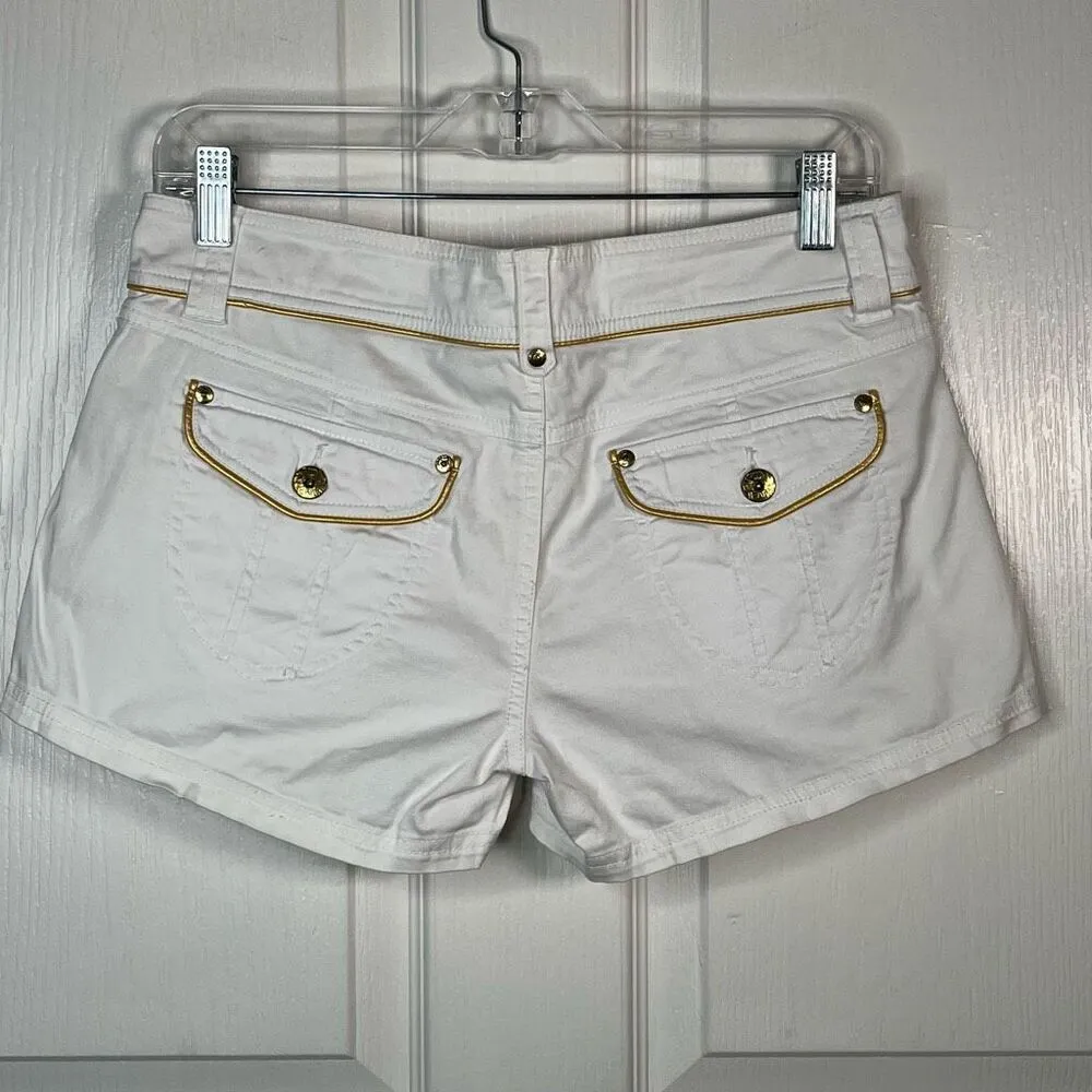 Southpole Jeans Sz 7 White With Gold Logo Shorts Y2K Juniors - Image 8