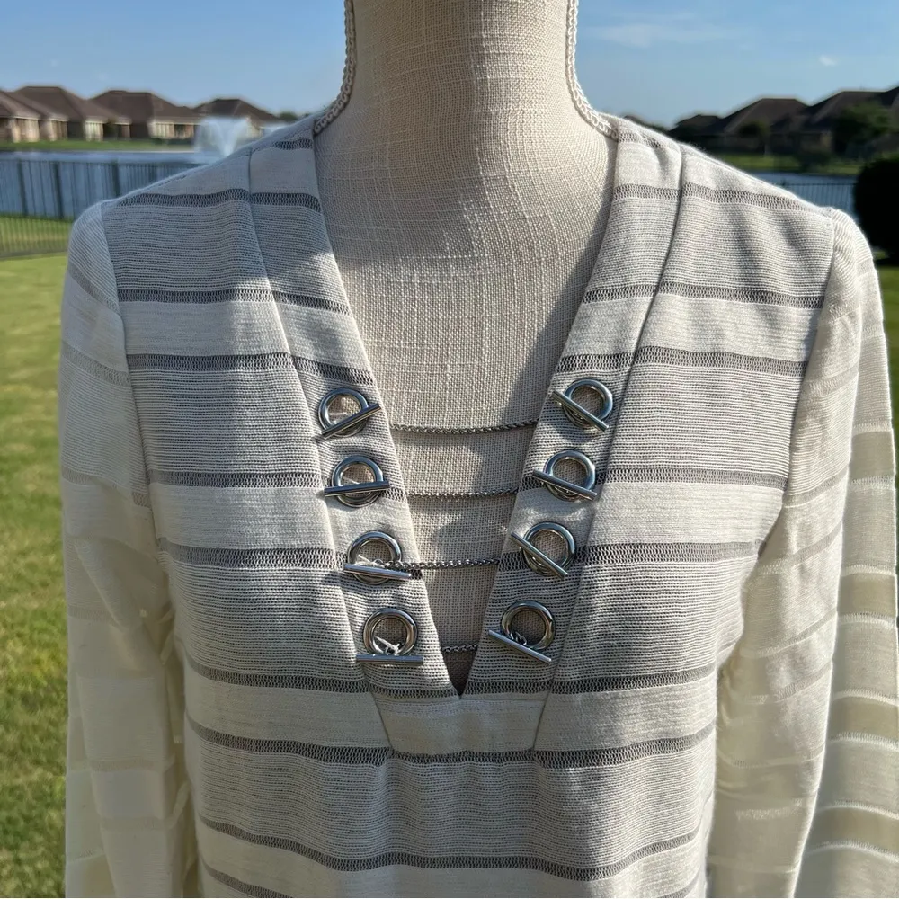 Ramy Brook Knit Cream Striped Dress - Image 2