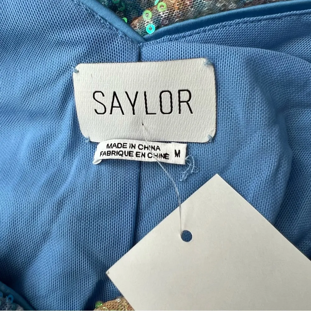 NEW SAYLOR Floral Sequin Long Sleeve Minidress in Blue Multi, Size M New w/Tag - Image 10