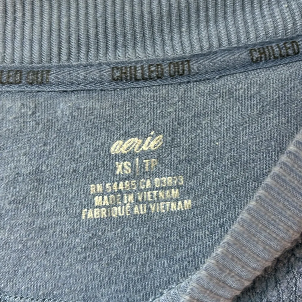 Aerie Cozy Good Vibes Oversized Crewneck Sweatshirt w/split sides, Blue size XS - Image 4