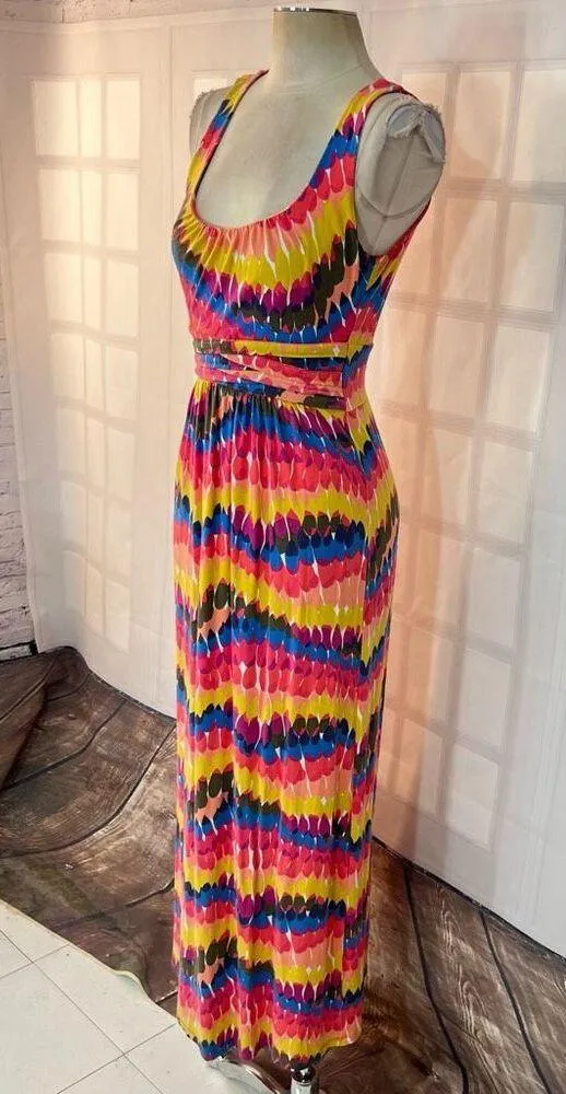 Boden sleeveless colorful print jersey maxi dress size 6 - Image 4