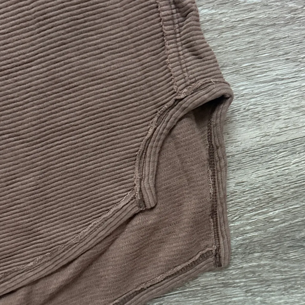 We The Free Eclipse Tee French Chocolate Brown Sweatshirt Ribbed Oversized - Image 7