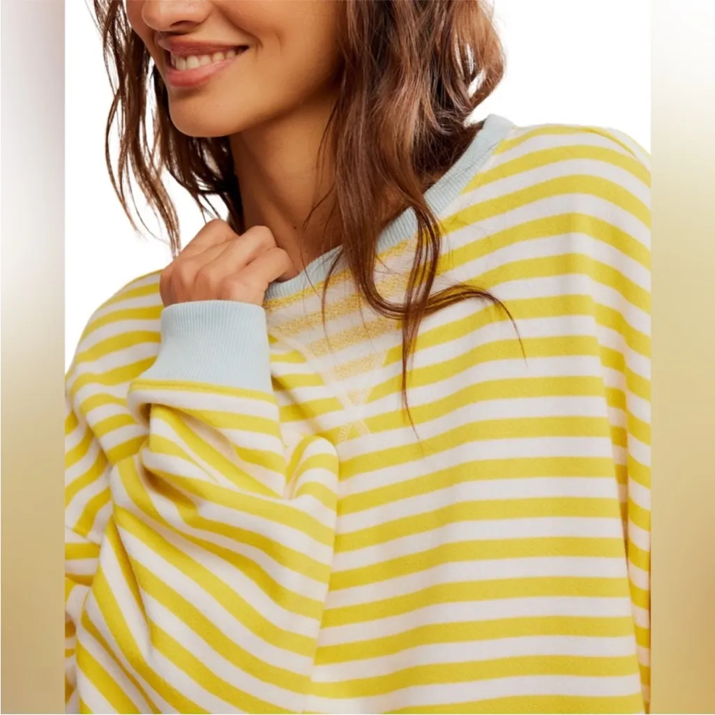 NWT Free People Classic Striped Oversized Crewneck - Image 4