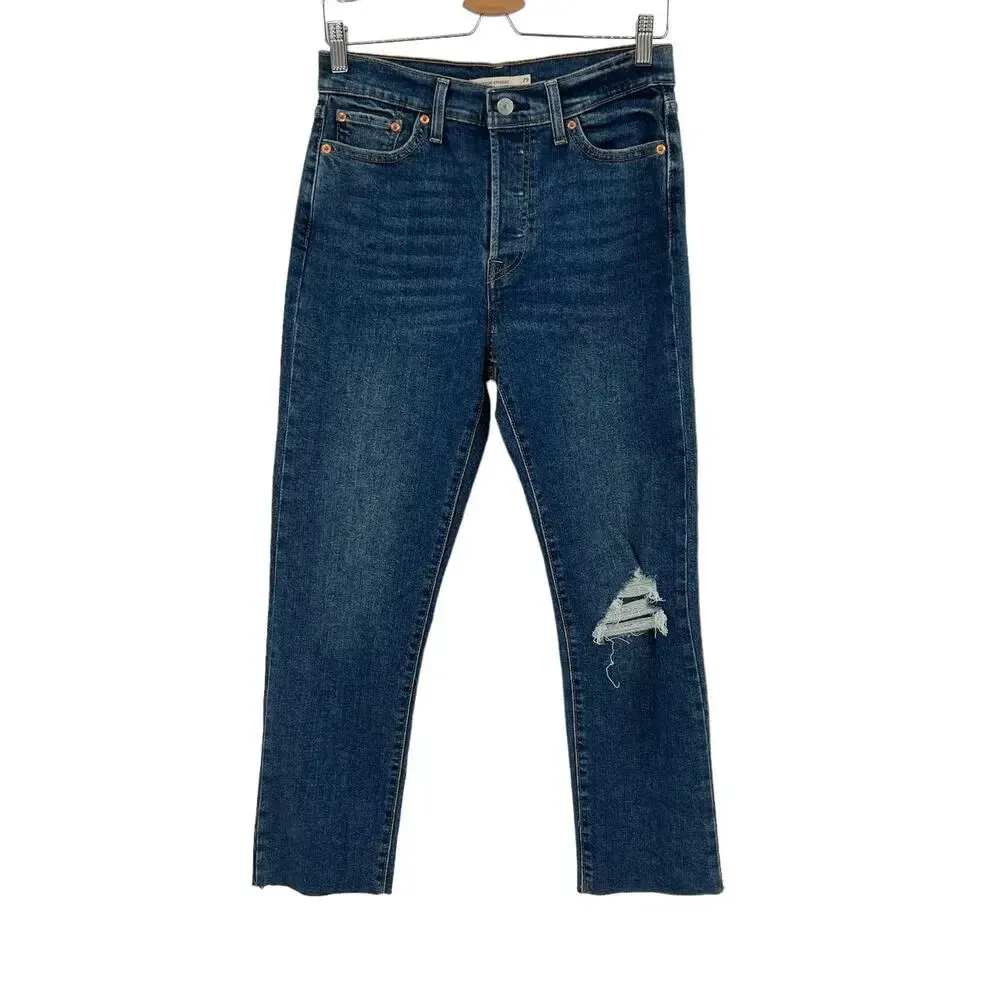 Levi's Wedgie Fit Straight Jeans Medium Destructed Size 29‎ - Image 2