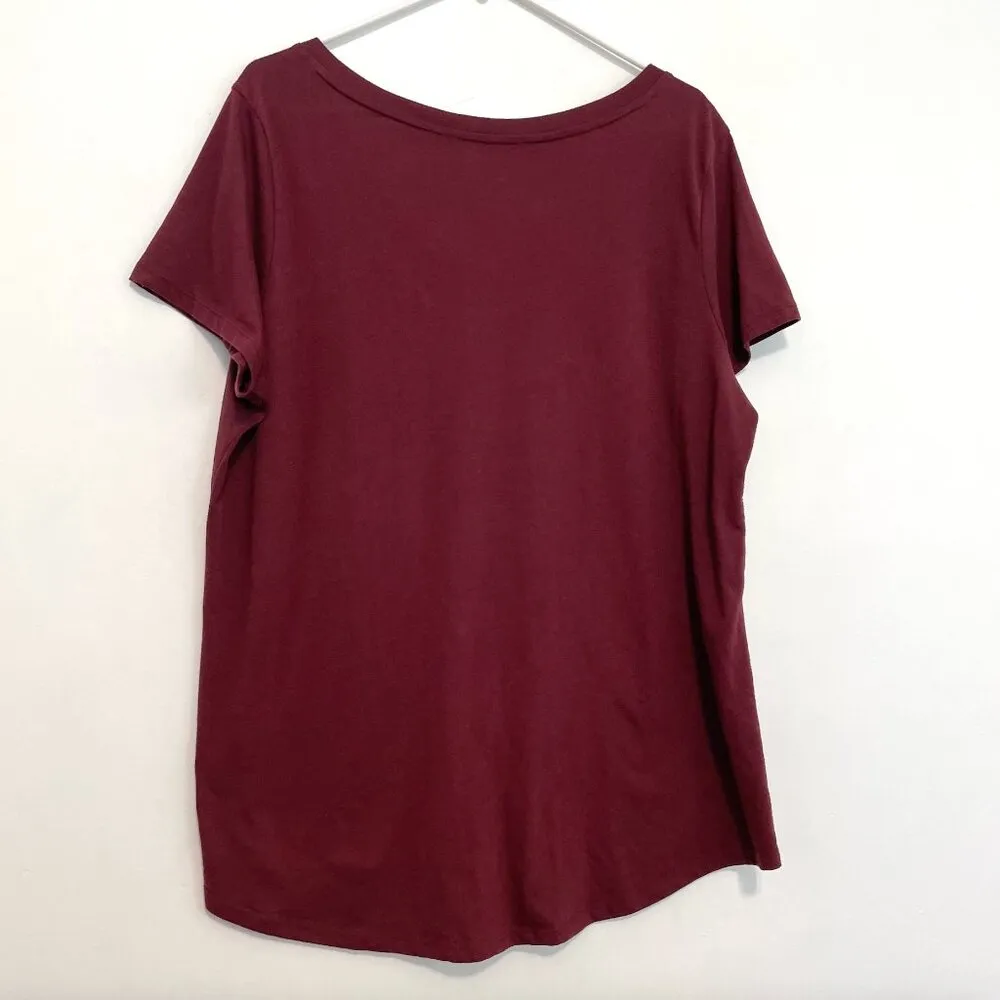 TORRID 2 Plus Size Girlfriend Signature Jersey V-Neck Tee Burgundy Maroon TShirt - Image 14