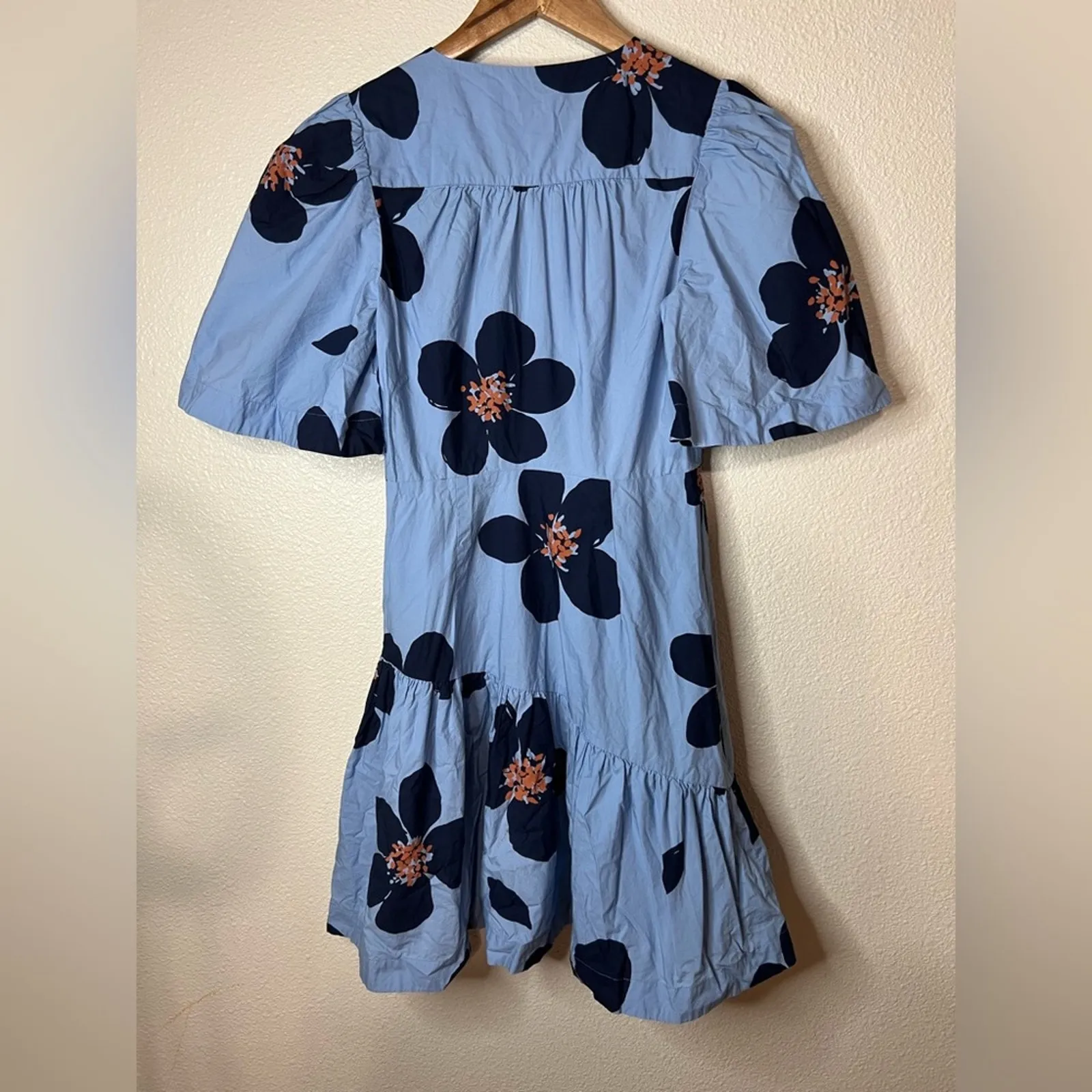 Kate Spade Blue Grand Flora Floral Flounce Mini Dress 0 - Image 8