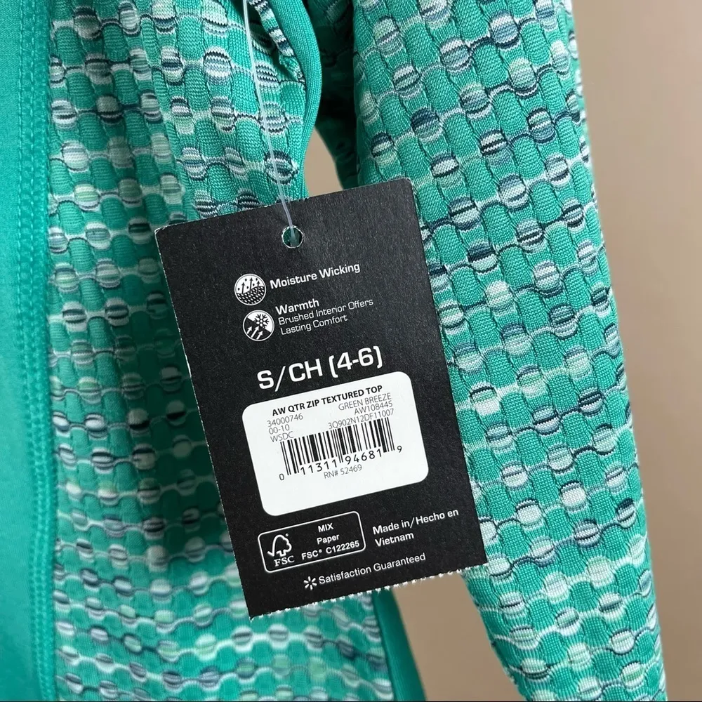 NEW Athletic Works Small Moisture Wicking Green Breeze Textured 1/4 Zip Fleece - Image 6