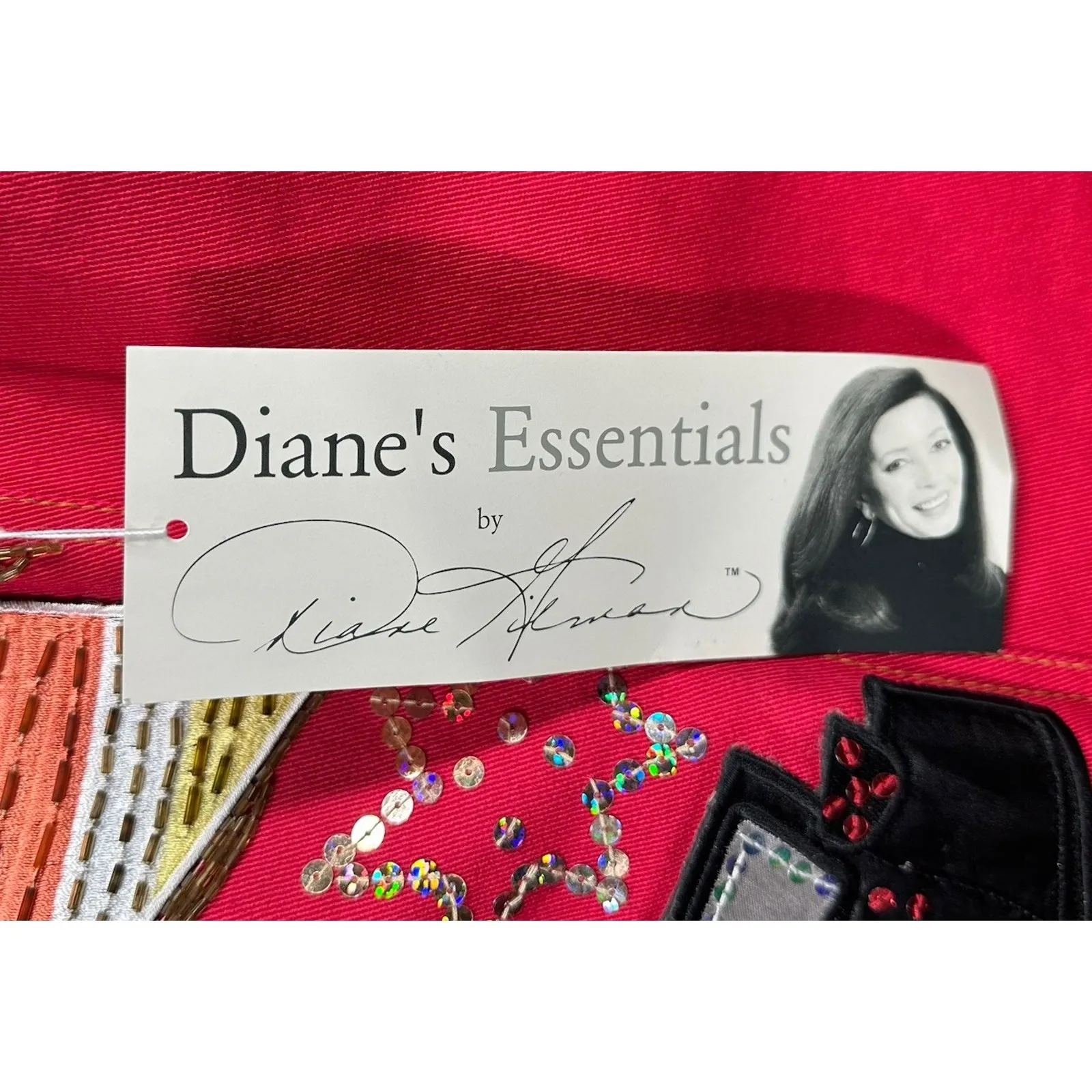 Diane Gilman Red Denim Jean Jacket Hollywood Star Sequin Embroidered Rhinestones - Image 12