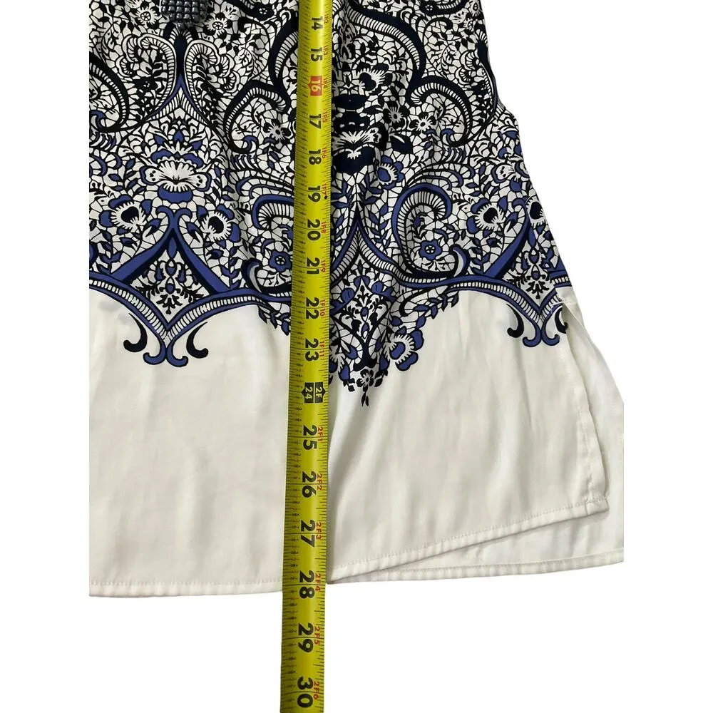 White House Black Market Multicolor Deep V-Neck Top Women Size 2 | 33-11 - Image 6