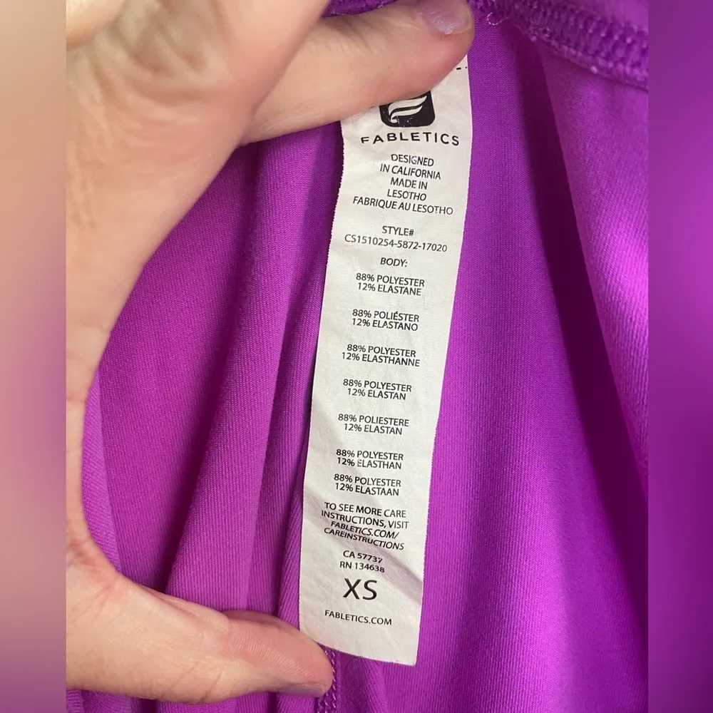 Fabletics Bright Purple Mid Rise Cropped Capri Tight Leggings Powerhold Size XS - Image 6