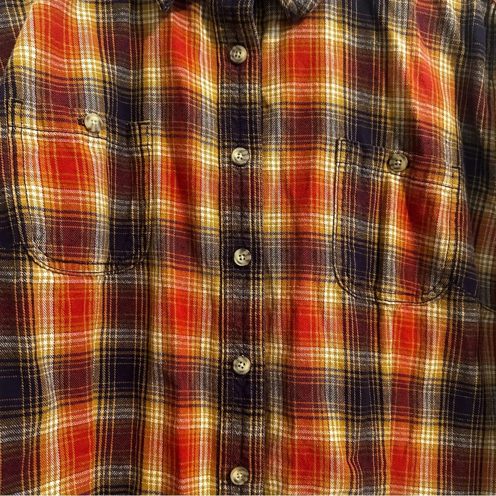 Duluth Trading Flannel Shirt Women's 2XL Plus Copper Plaid Button Up Long Sleeve - Image 4