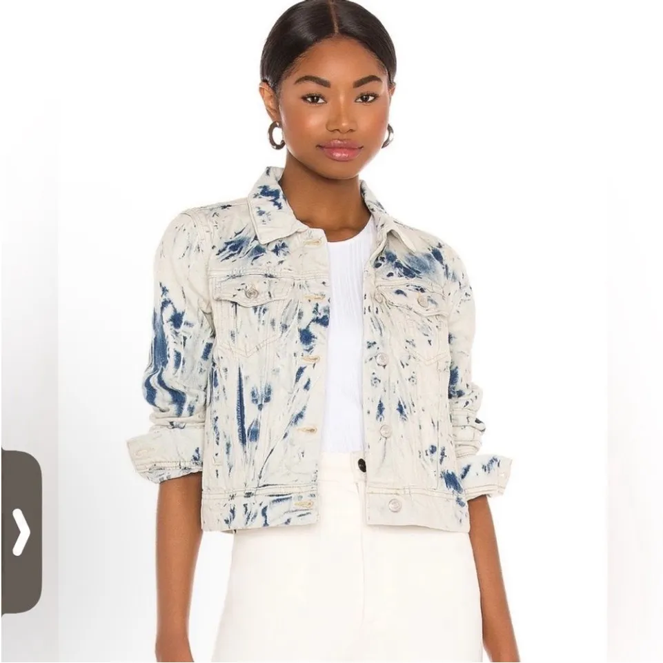 FREE People Rumors Denim Jacket in Jones Tie Dye Blue‎ Size Small EEUC 0436 - Image 2