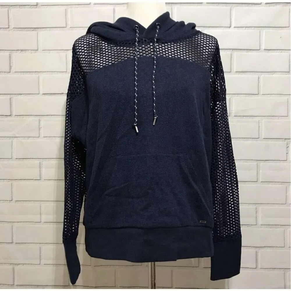 EUC Lorna Jane Movement mesh hoodie blue size medium - Image 4