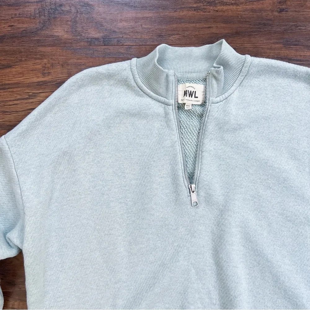 Madewell • MWL Airyterry Half-Zip Tunic Sweatshirt pullover aqua mint green - Image 5