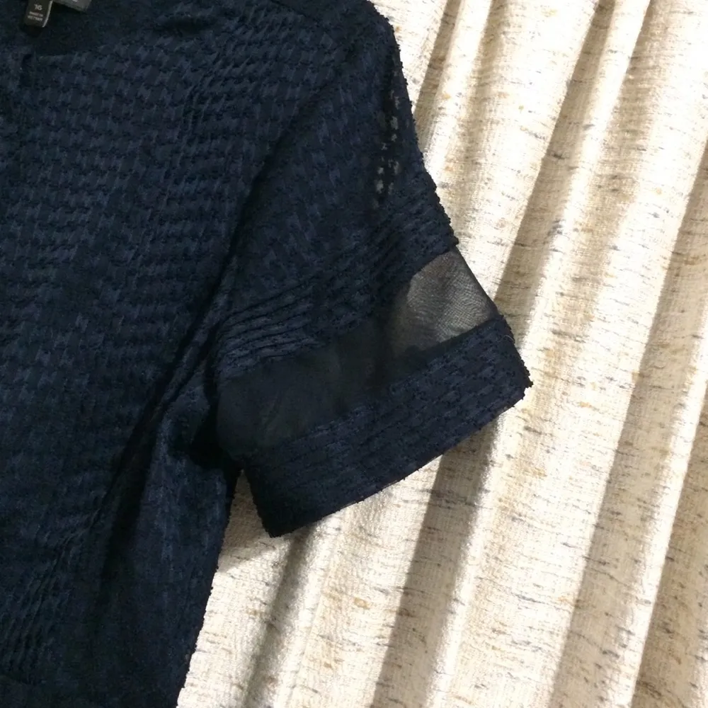 Banana Republic Navy Sheer Swiss Dot Dress - Image 3