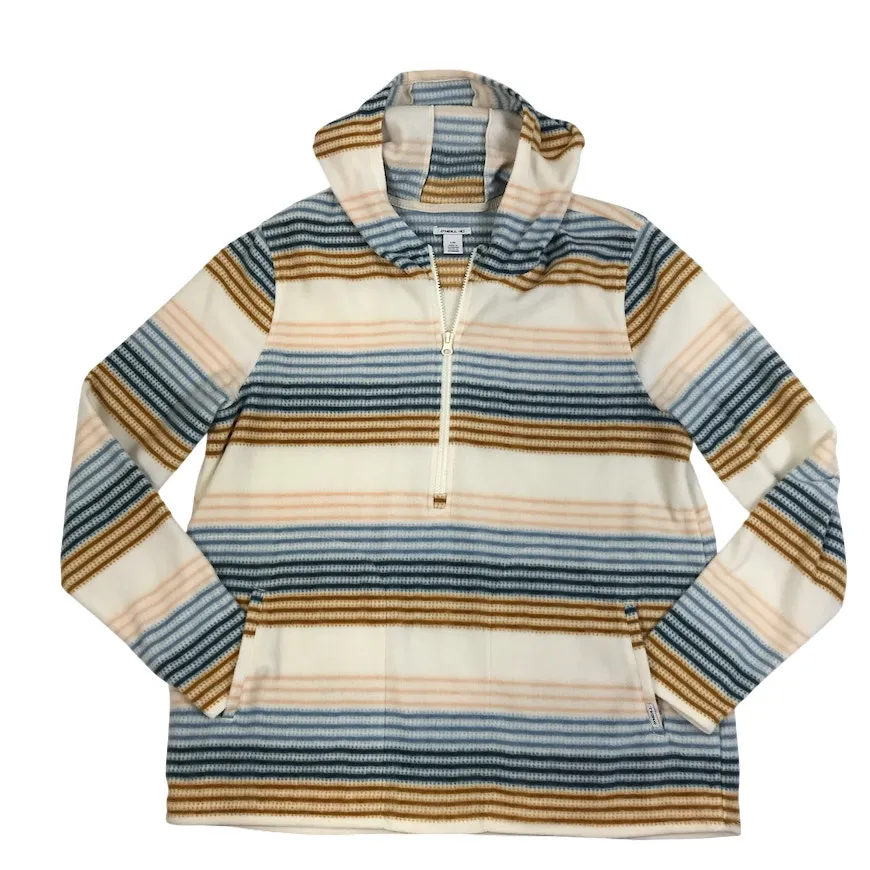 O'NEILL Half Zip Fleece Polar Hoodie Pullover Women L Striped Everyday Comfort - Image 4