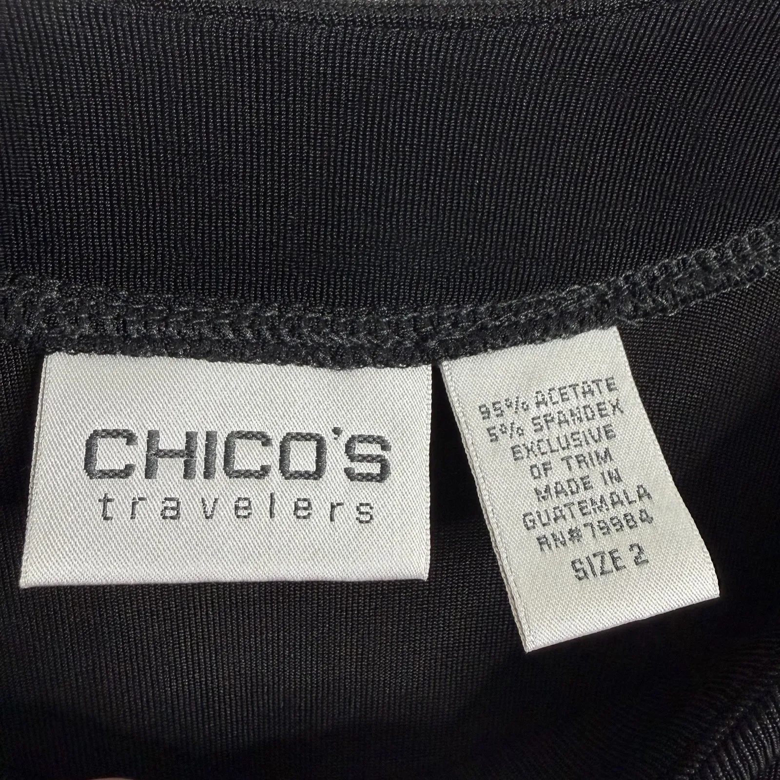 Chico's Travelers Black Tunic Large Sequin Cuffs Long Sleeve Chico's 2 Stretch - Image 3