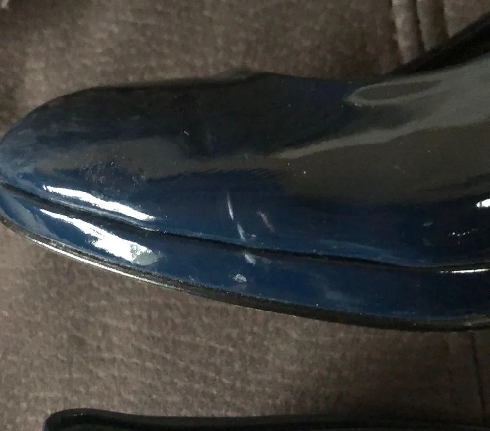 PIERRE DUMAS Navy Blue Shiny Heels Size 7.5 - Image 10