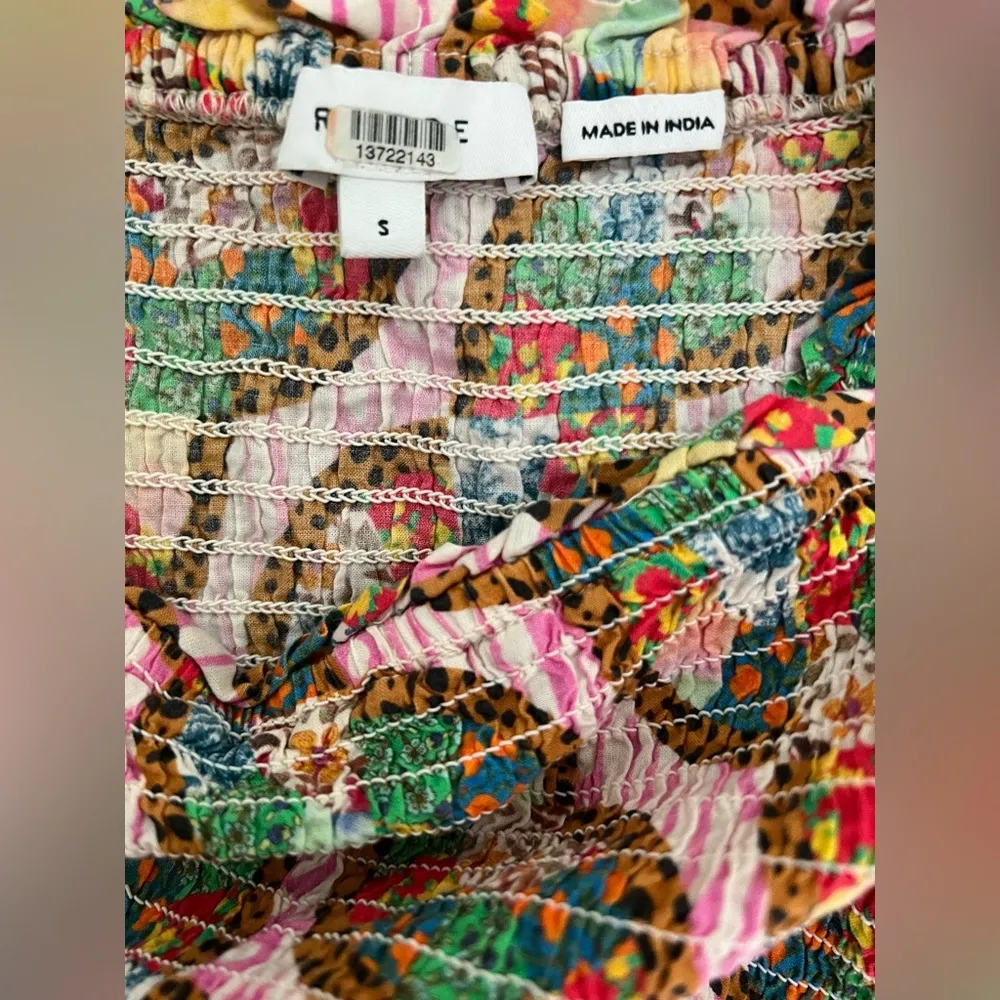 RHODE Dress Maggie Printed Sundress Midi Smocked Square Neck Sundress Small Red - Image 5