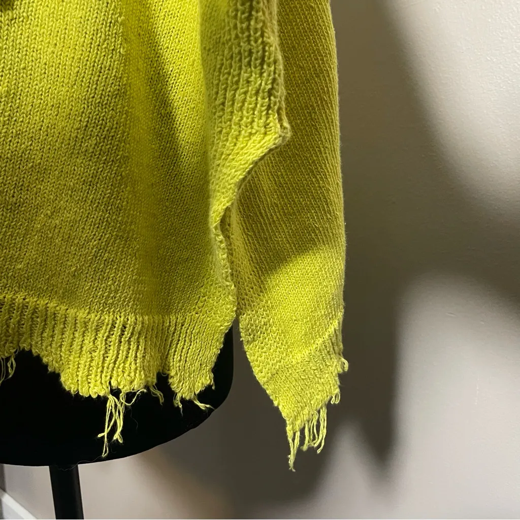 Free People Prism Knit Crop Sweater Yellow Lemon Zest linen blend distressed - Image 10