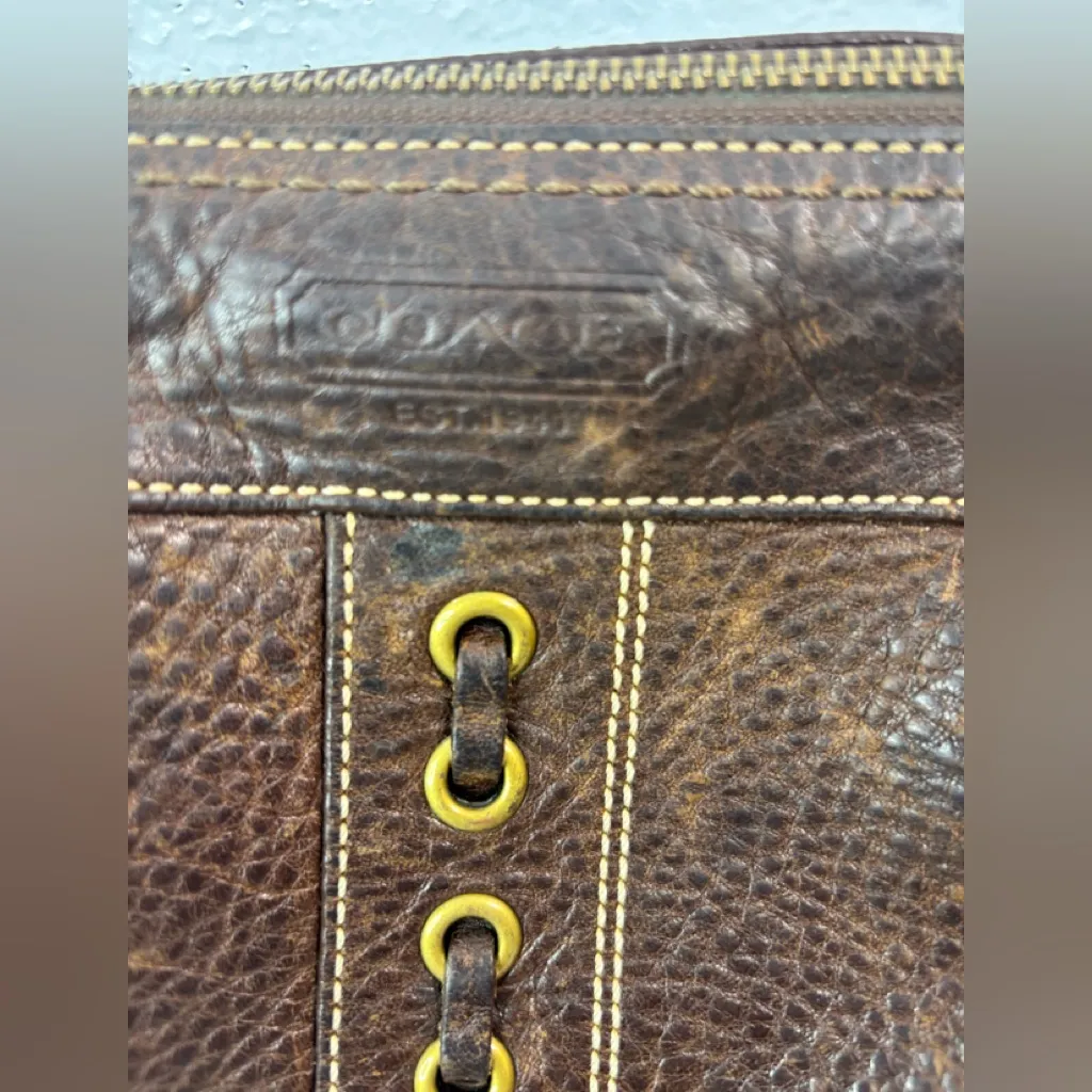 Coach Chelsea Lace Duffle Crossbody Dark Brown Grommet Leather Bag - Image 14