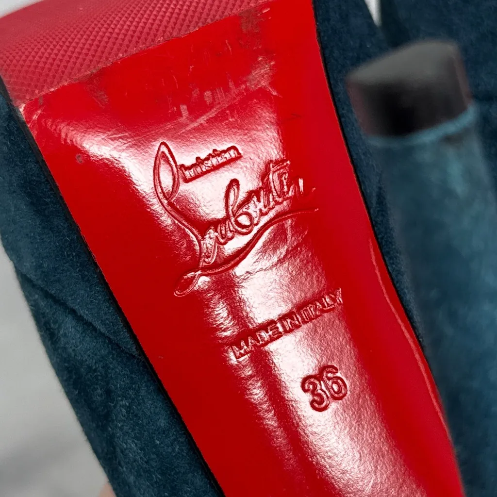 Christian Louboutin Bianca 140 Suede Veau Velours Platform Stiletto Pumps Heels - Image 8