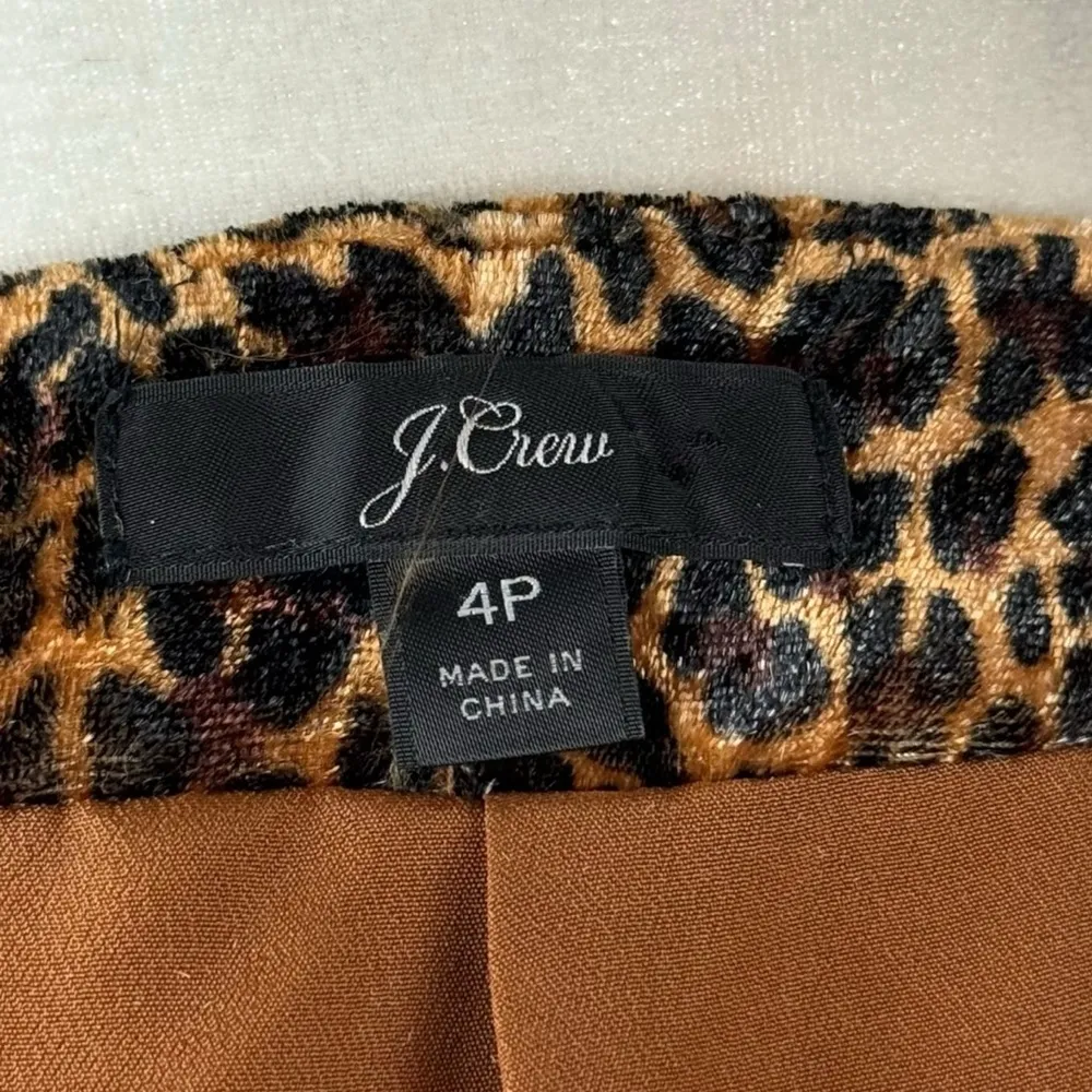 J. Crew Velvet Drapey Wrap Dress Leopard Long Sleeve Size Petite 4 K0145 Career - Image 11