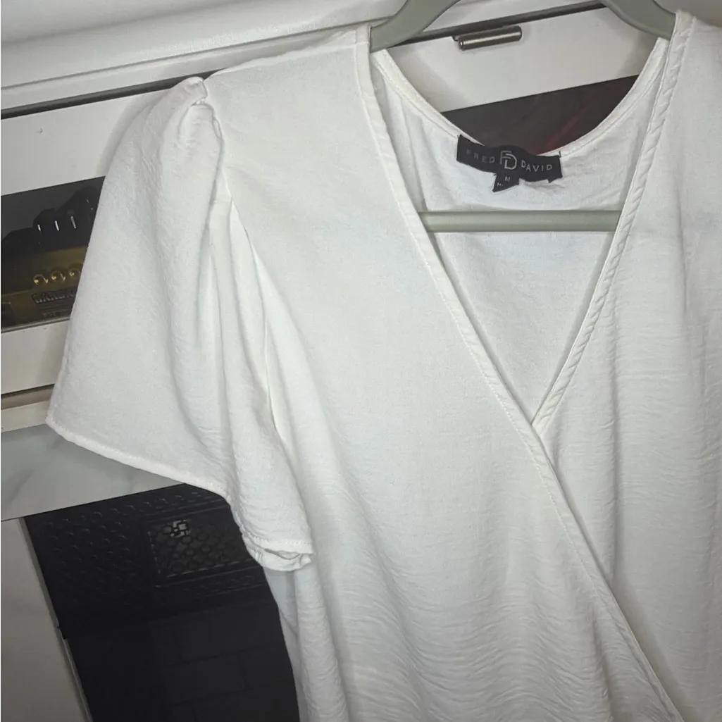 Fred David  Cream Wrap Blouse size medium - Image 5