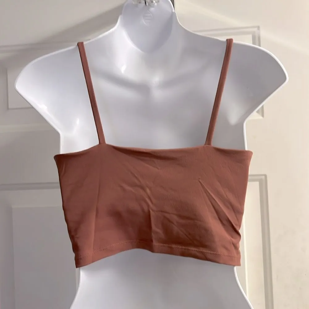 Women Shelf Sports Bra Longline Workout Yoga Crop Tank Top Camisole Bra- Sunset - Image 2