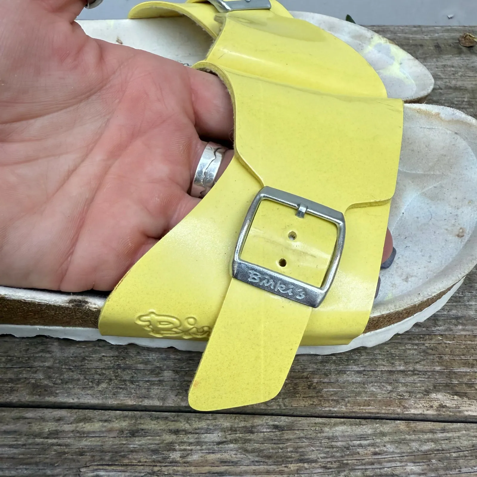 Birkenstock Birki's Catalina Buckle Slide Wide Strap Sandals Yellow 39 L8 M6 - Image 7