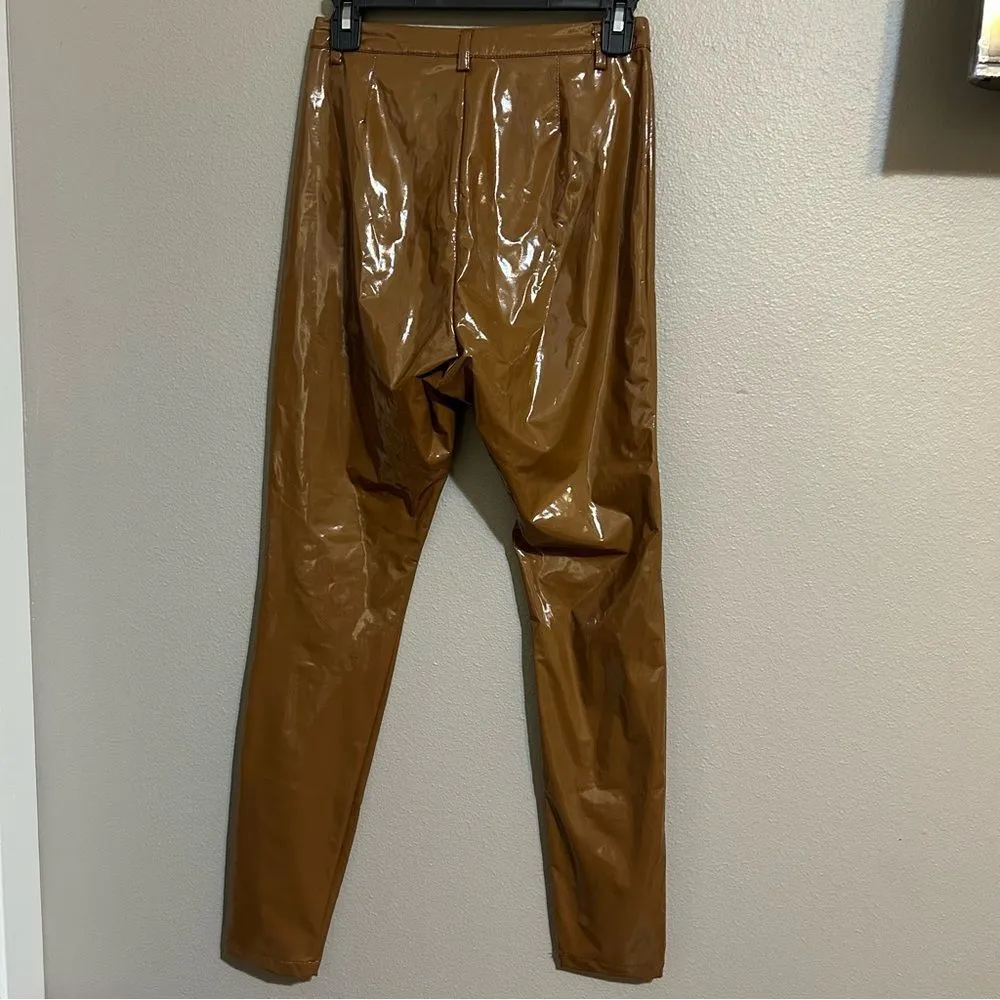 Adidas x Ivy Park brown embroidered latex pants women’s size small - Image 8