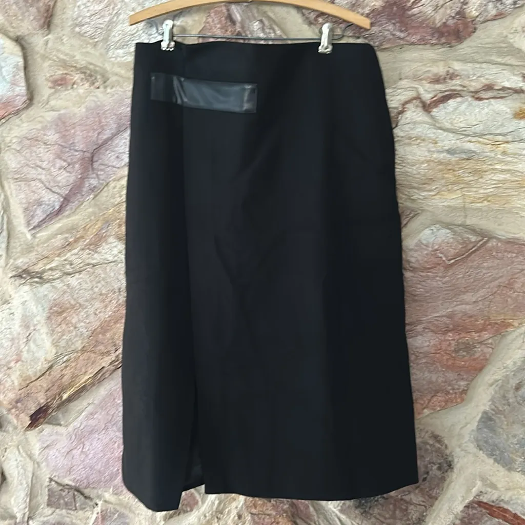 Commense High Waist Tweed Asymmetric Wrap Midi Skirt size XL Black - Image 3