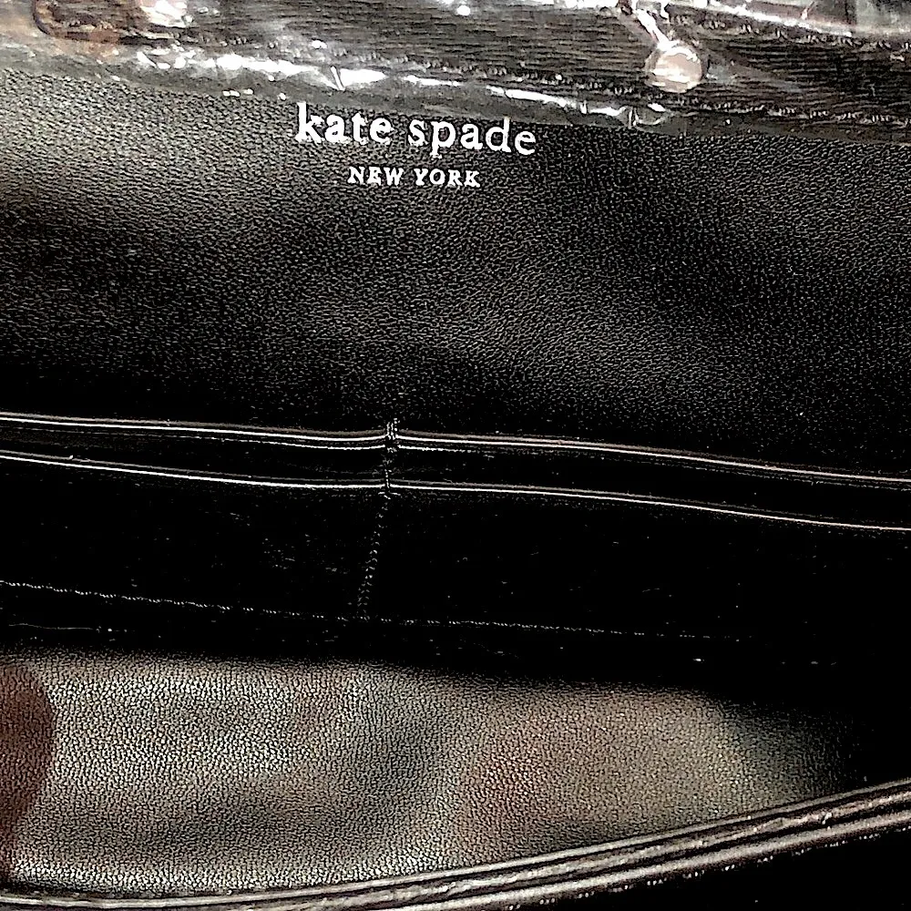 KATE SPADE Black and Silver Slide Lock Clutch Crossbody Bag Silver Accents NWOT - Image 13