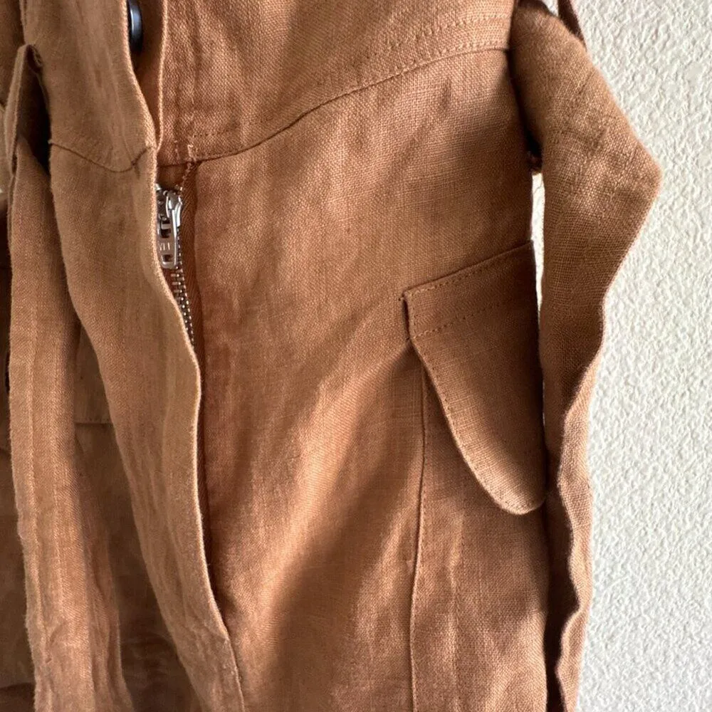 A.L.C. Gilmour Linen Romper Brown Size 4 - Image 7