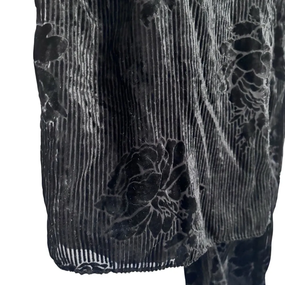 ANTHROPOLOGIE x MOULINETTE SOUERS Noir Velvet Burnout Jumpsuit Black Size 10 Blue - Image 10