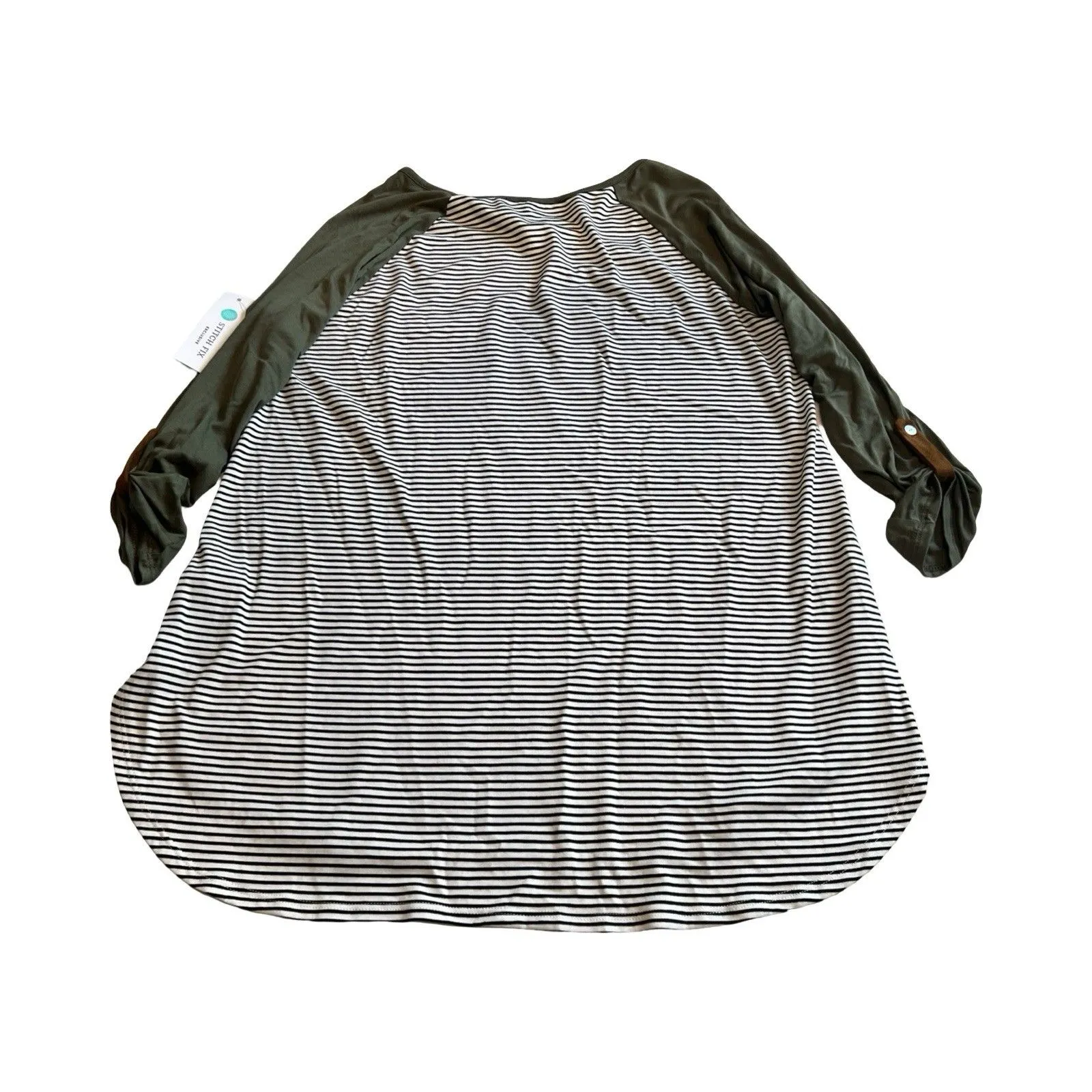 Pink Clover Madelene Roll Tab Knit Top Olive‎ Green Large Nwt - Image 3