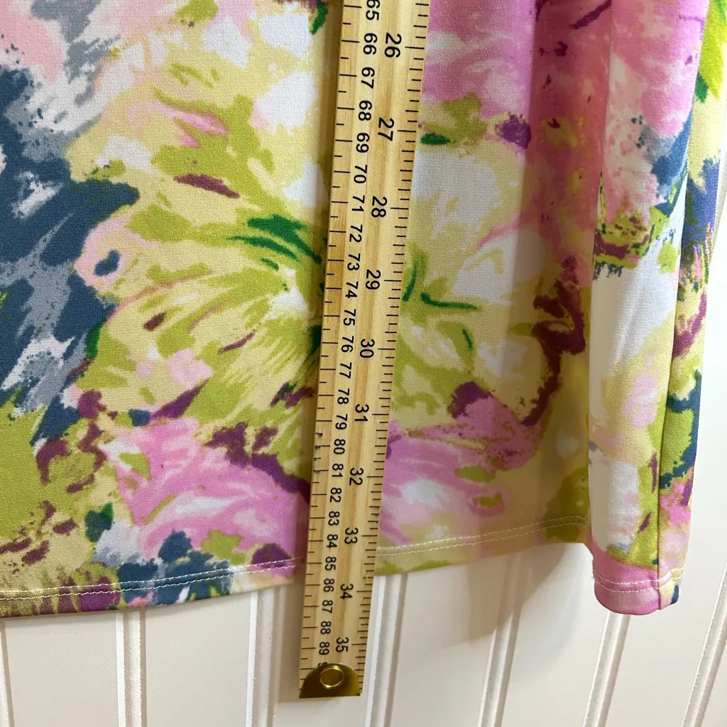 BCBGMaxAzria women Pink and Green Floral Long Sleeve Dress. - Image 5