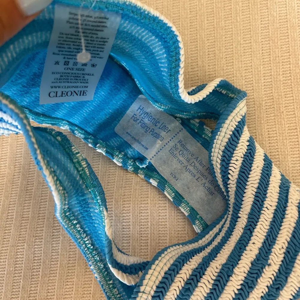 Cleonie Cheeky G Brief Bikini Bottom Azure Stripe White Size undefined - Image 6