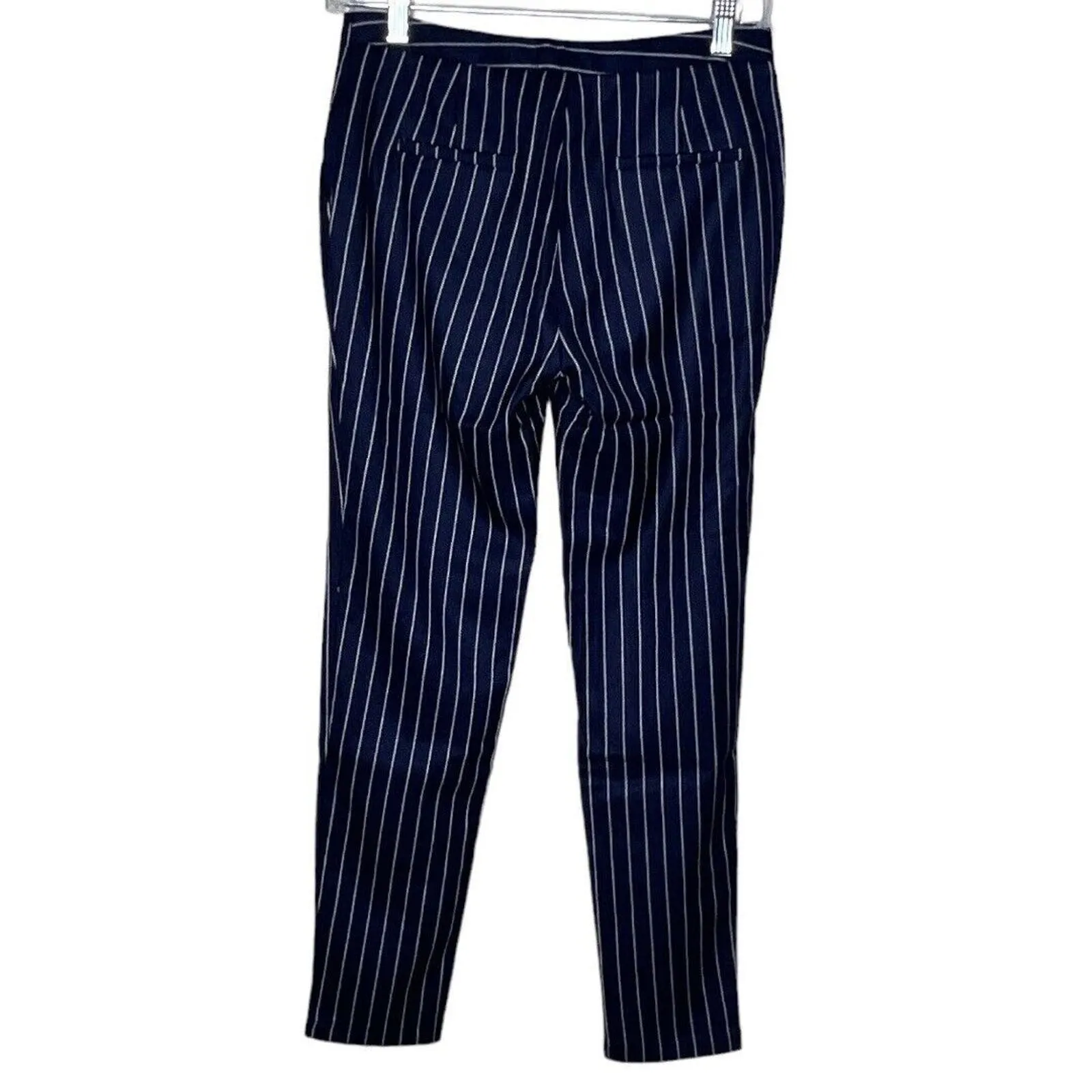 Rimless Pants Womens 4 Navy Blue White Skinny Leg Career Office‎ Workwear Casual - Image 2