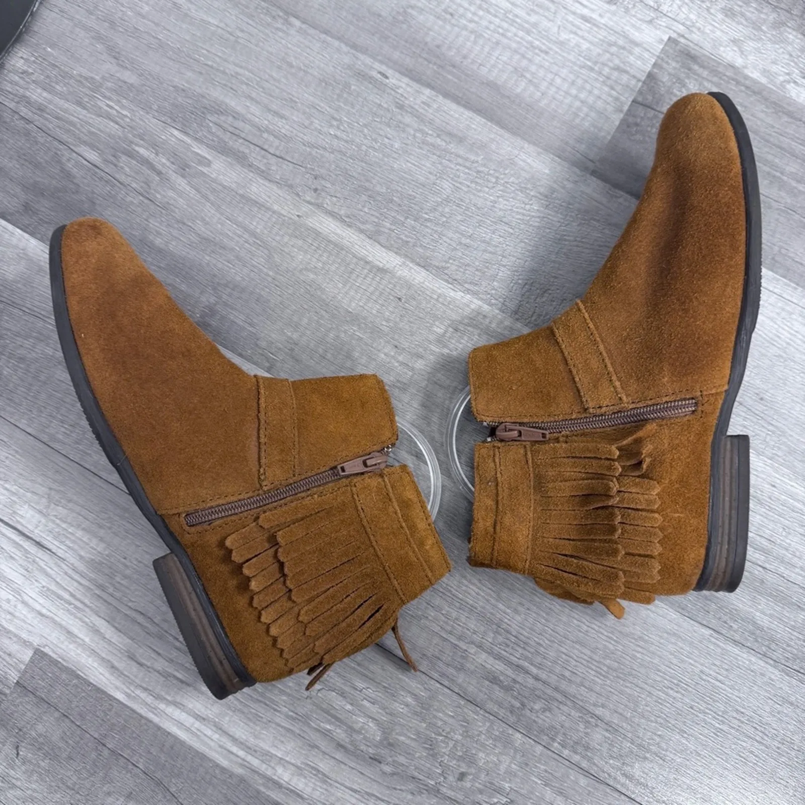 Minnetonka Rancho Fringe Suede Leather Ankle Booties Size 8 1/2 - Image 2