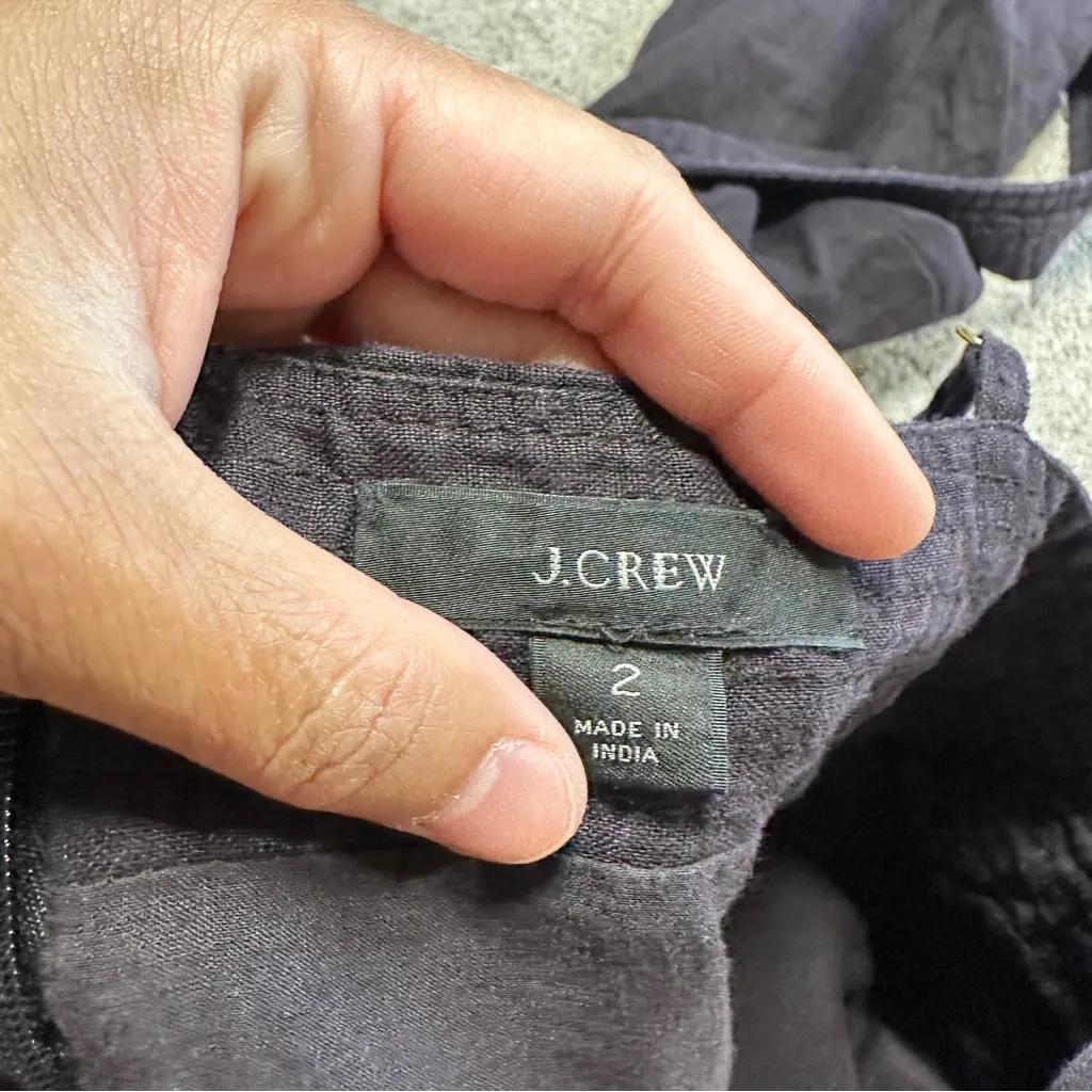 J. Crew Women’s 100% Linen Tie-Waist Jumpsuit Cropped Sleeveless Wide Leg Size 2 - Image 9