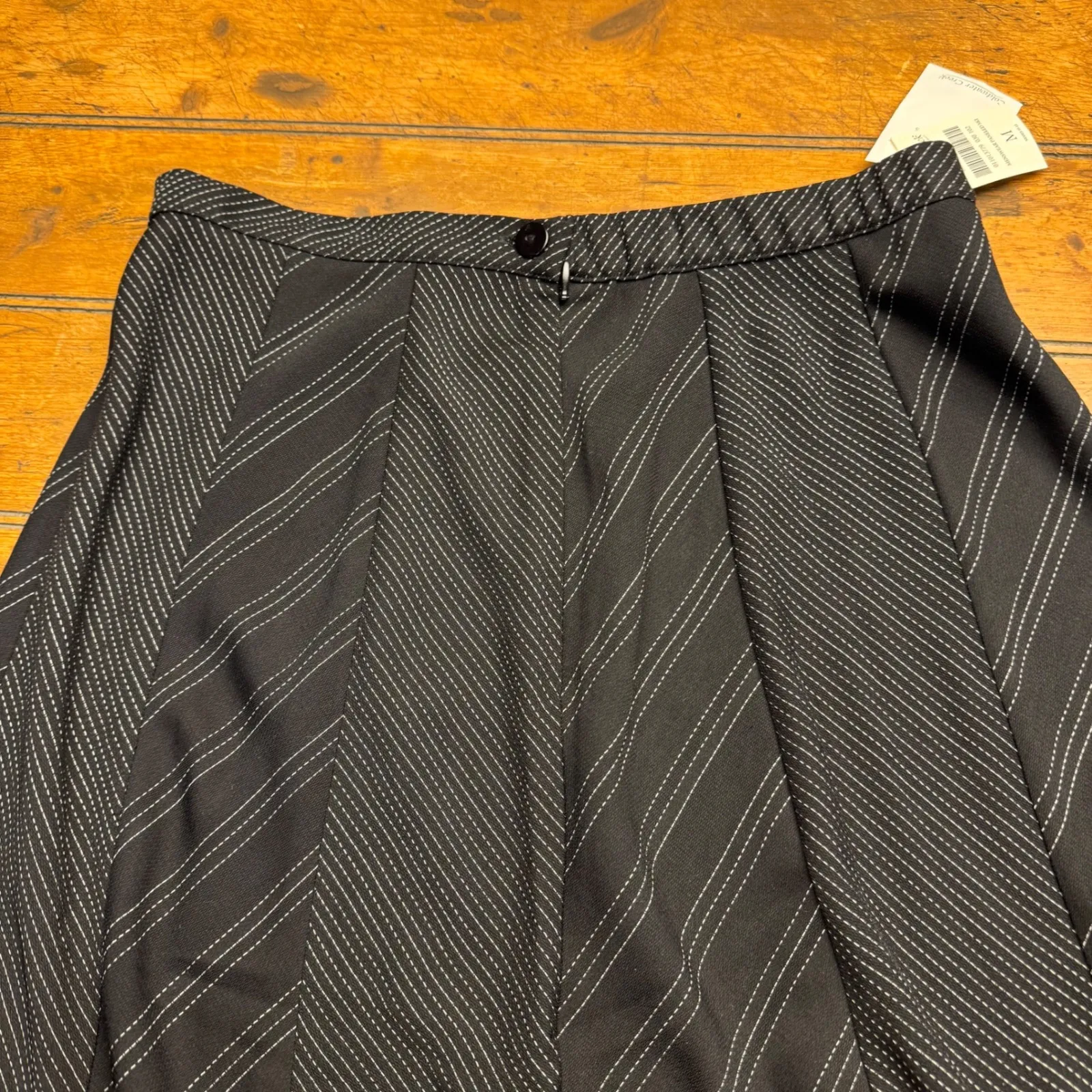 Coldwater Creek Womens Midi Skirt Black Paneled Striped Stitching Size M - Image 3